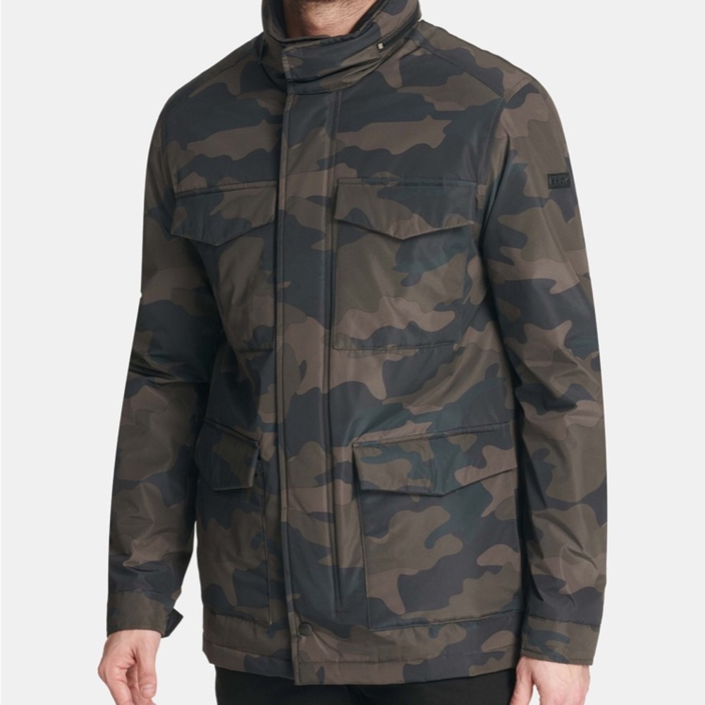 DKNY Men's 4-Pocket Utility Jacket Camo